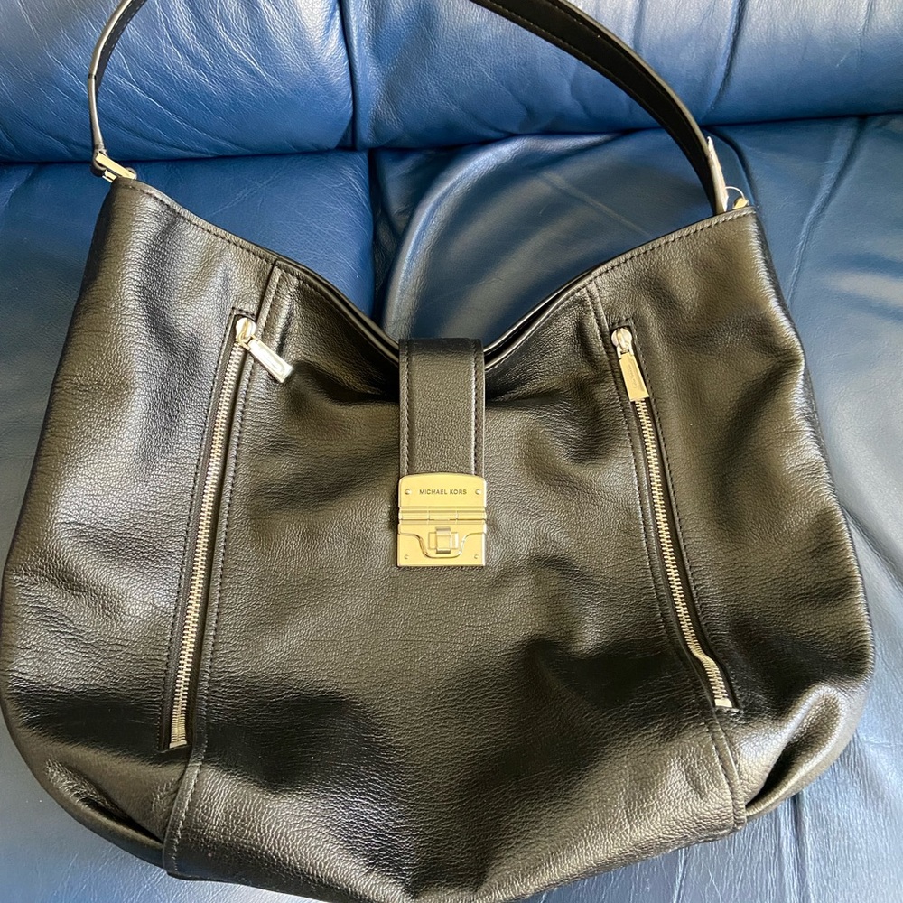 NWT Michael Kors Black Leather Hobo Bag